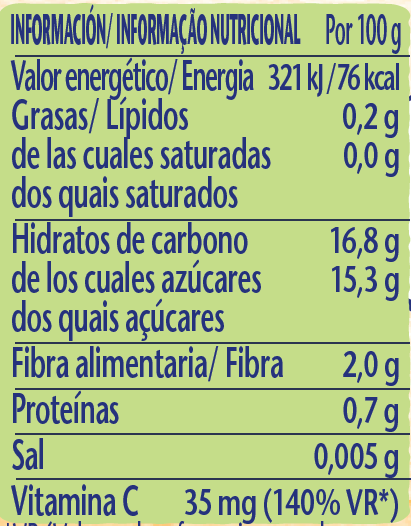 tabela nutricional Saqueta de Fruta NESTLÉ Banana Maça
