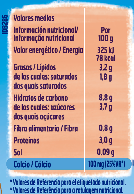 tabela nutricional YOGOLINE Sabor NAtural sem açúcares adicionados
